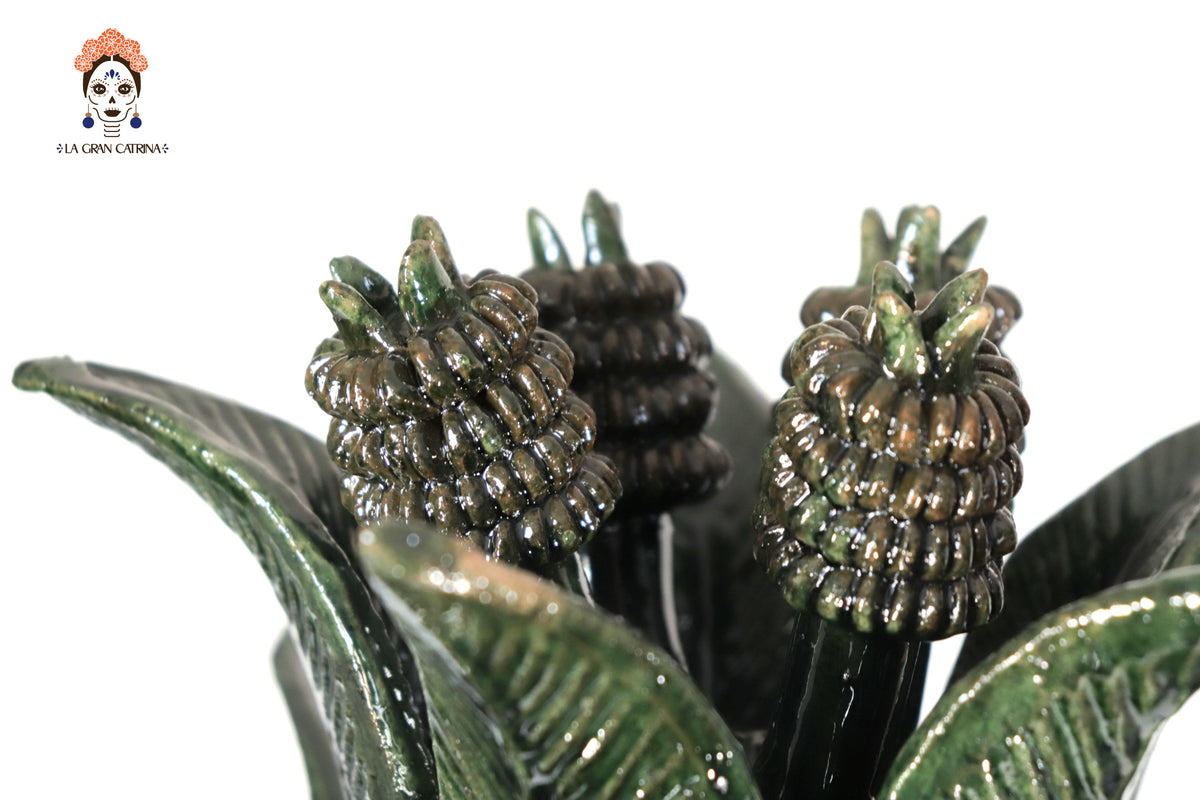 Piña michoacana de barro - Verde Biznaga - 67 cm. 26.3 in.