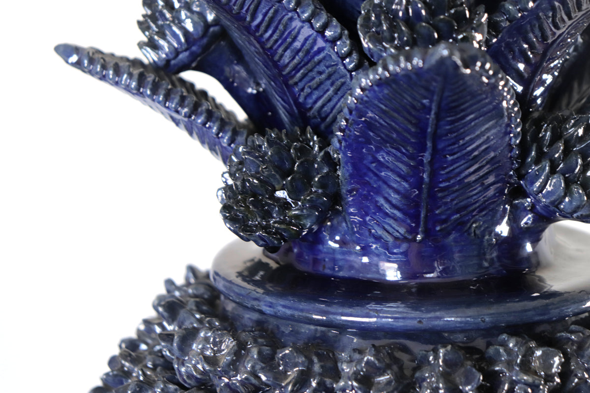 Piña michoacana de barro - Azul de concurso de Florecillas - 69 cm. 27.1 in.