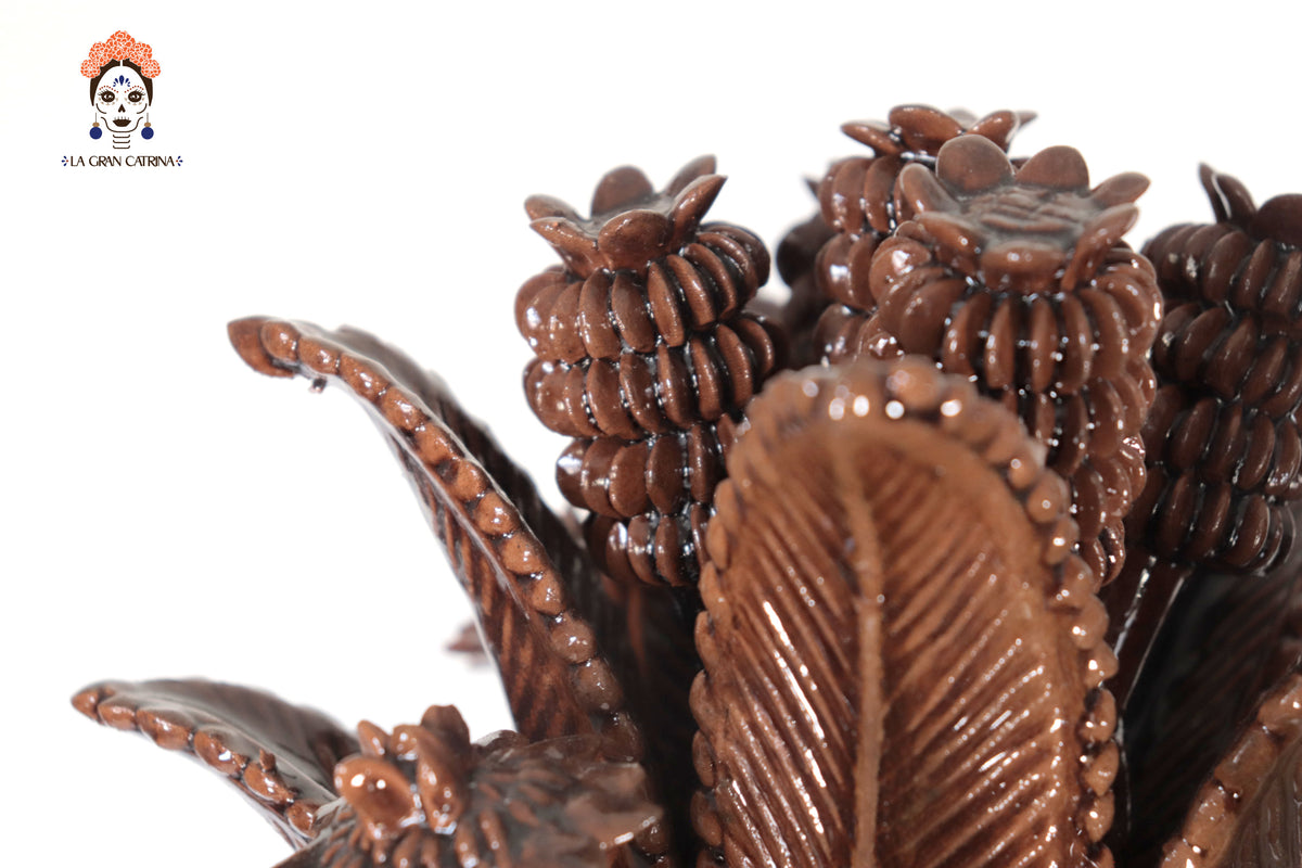 Piña michoacana de barro - Cafe de puteado fino - 70 cm. 27.5 in.