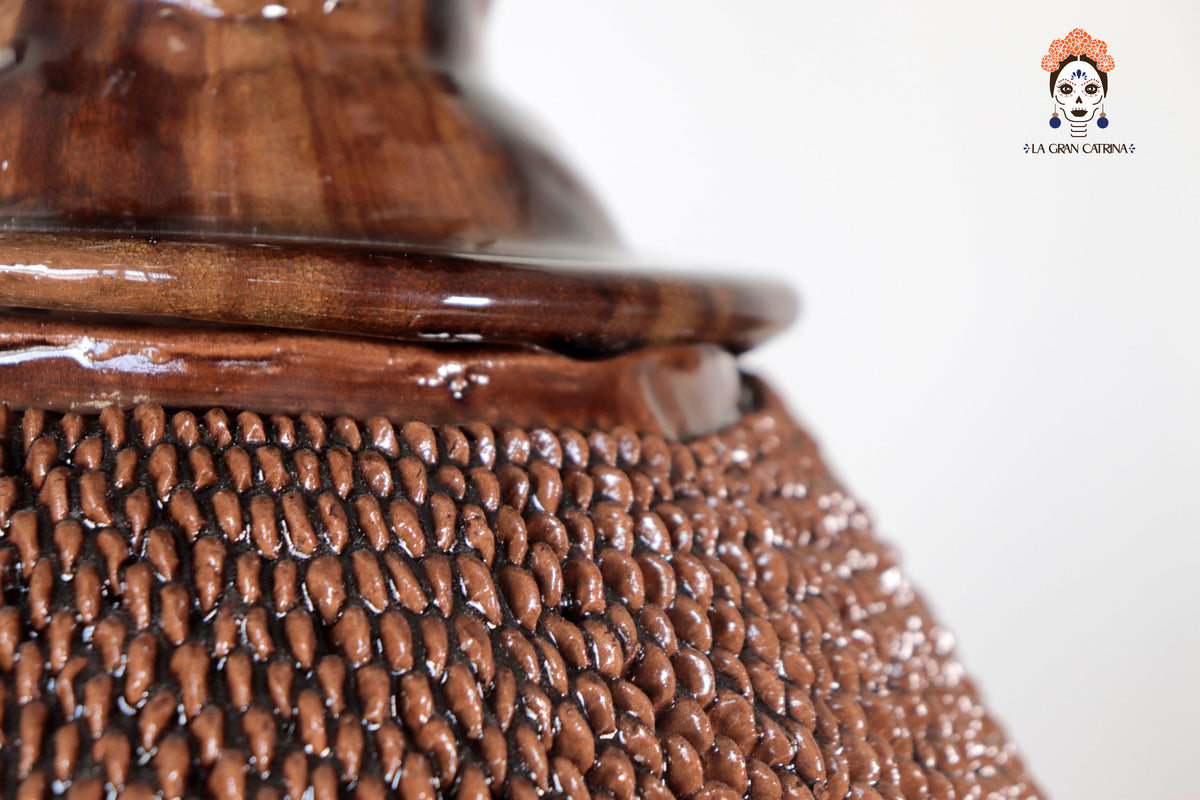 Piña michoacana de barro - Cafe de puteado fino - 70 cm. 27.5 in.