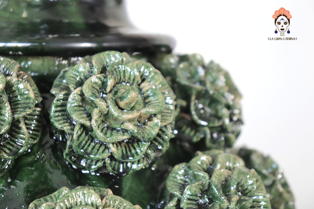 Piña michoacana de barro - Verde de Rosas - 53 cm. 20.8 in.