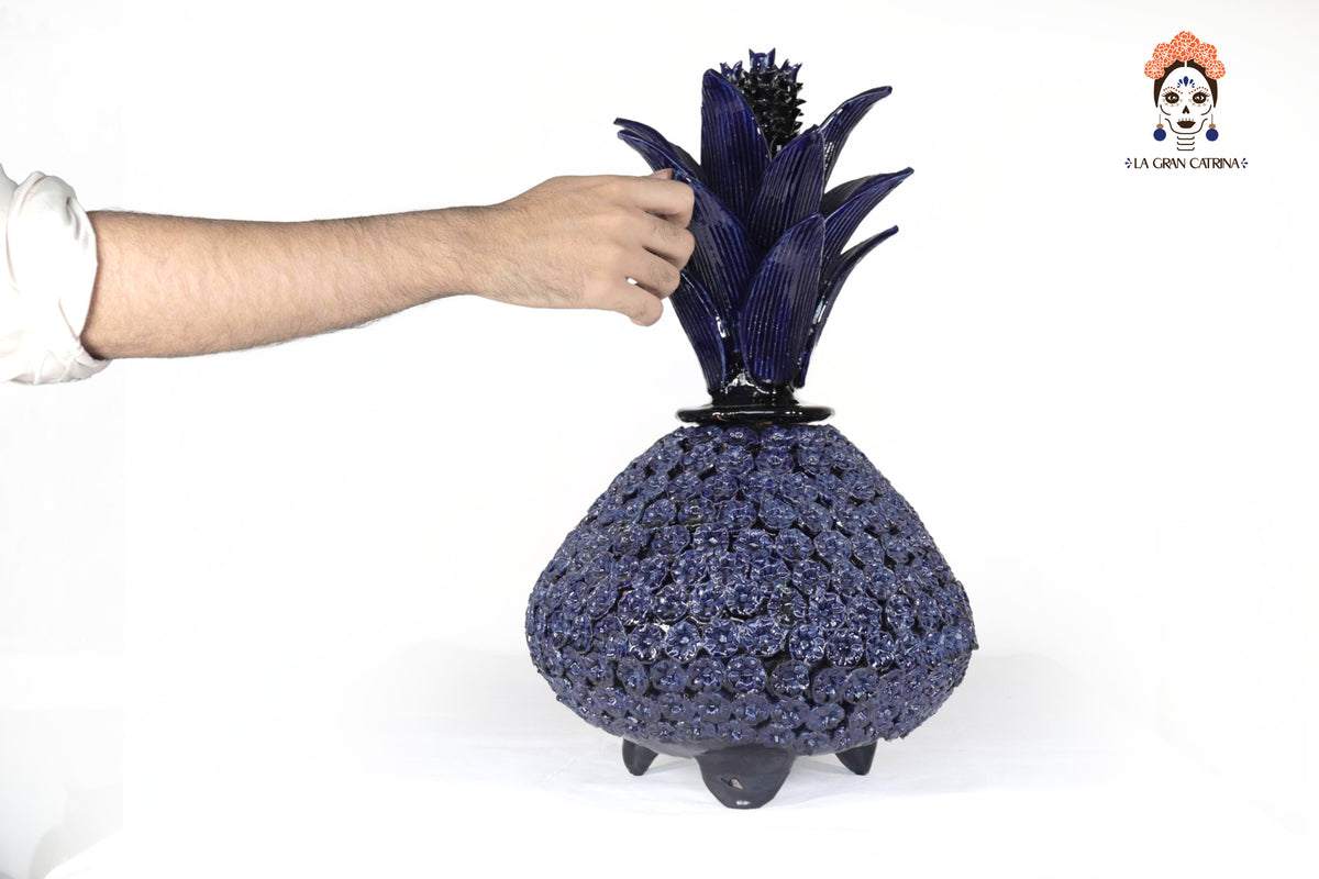 Piña de Disco - Flores azules - 50 cm. 19.6 in.