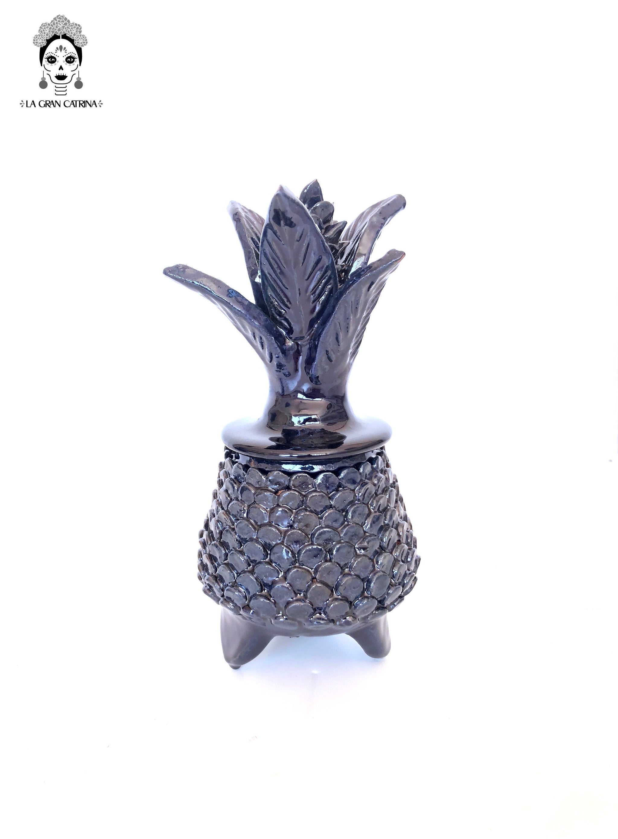 Piña michoacana de barro - Bolitas azules - 19 cm. 7.7 in. - Sobre Ped ...