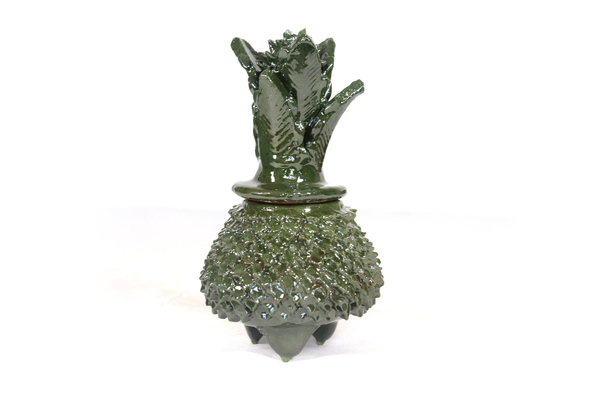 Piña de barro vidriado - Ladrillos verdes - 19 cm. 7.7 in.