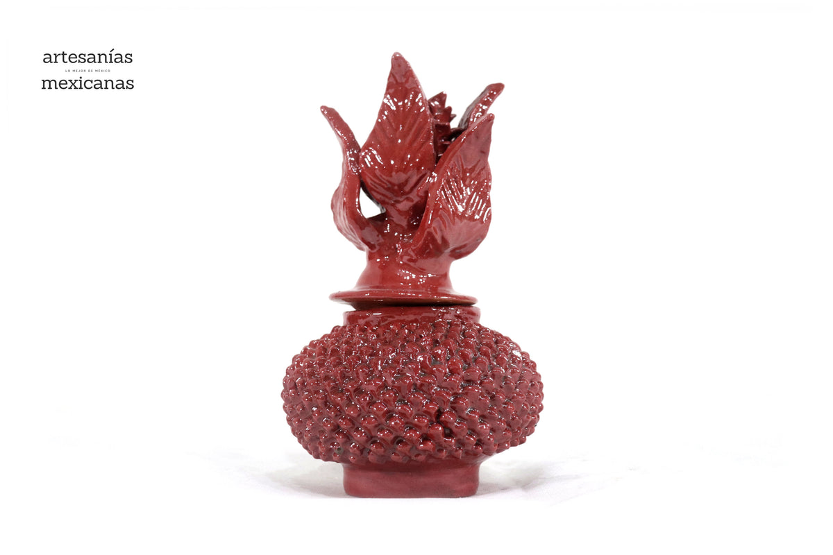 Piña roja de picos de barro vidriado - 22 cm. 8.6 in.