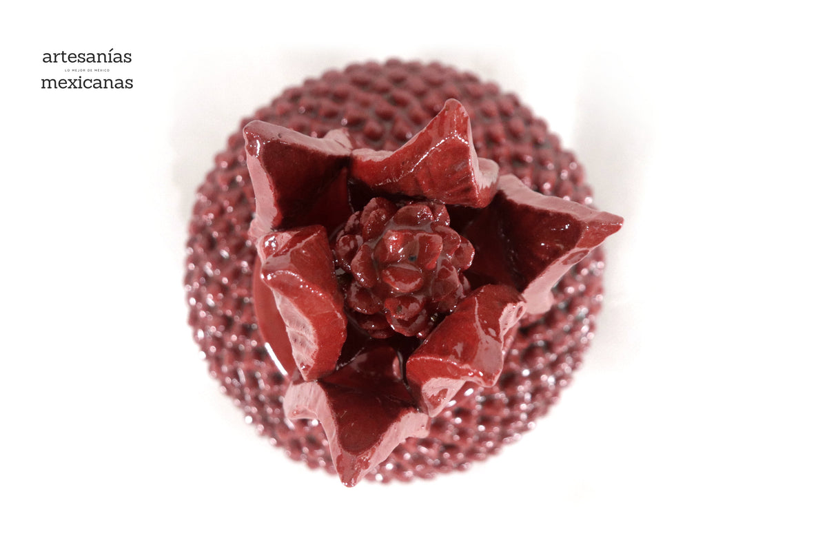 Piña roja de picos de barro vidriado - 22 cm. 8.6 in.