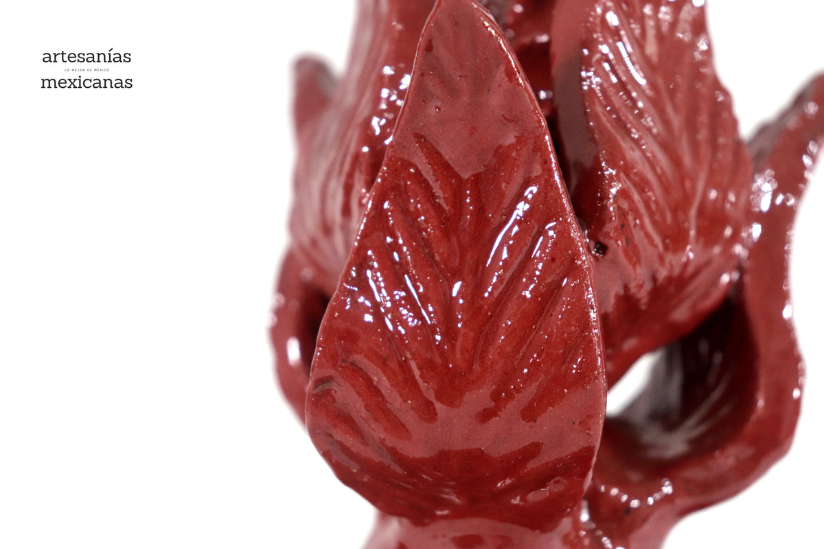 Piña roja de picos de barro vidriado - 22 cm. 8.6 in.