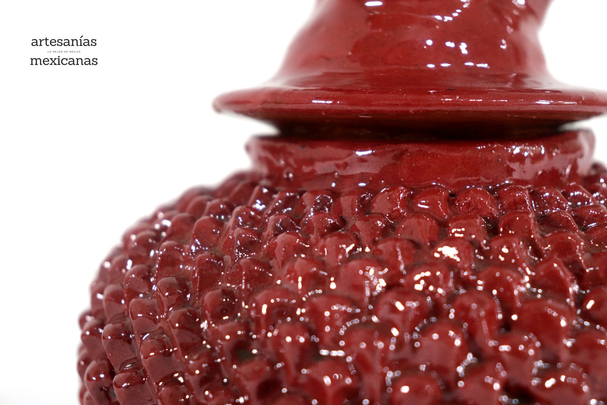 Piña roja de picos de barro vidriado - 22 cm. 8.6 in.
