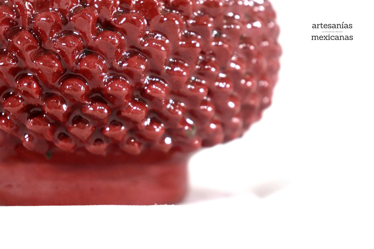 Piña roja de picos de barro vidriado - 22 cm. 8.6 in.