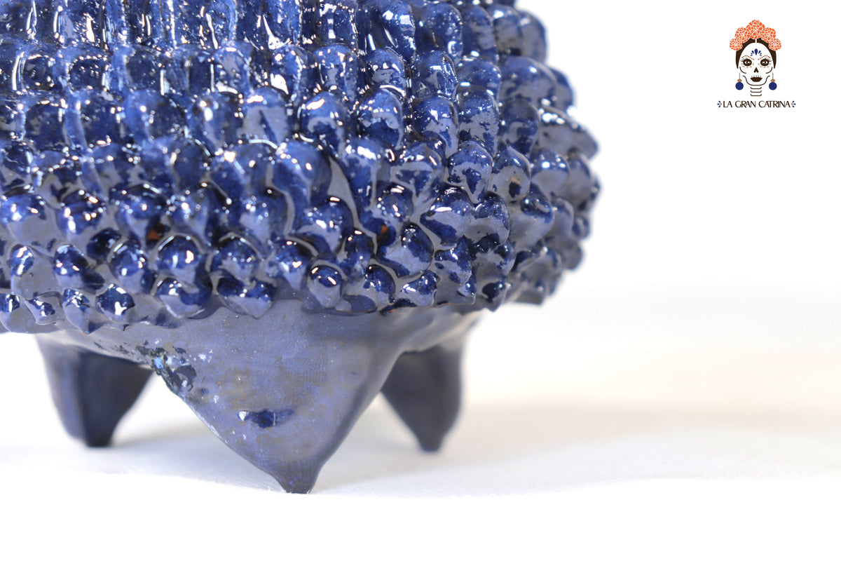 Piña michoacana de barro - Picos azules - 19 cm. 7.7 in.