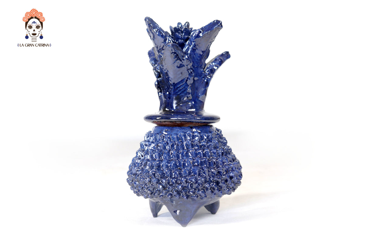 Piña michoacana de barro - Picos azules - 19 cm. 7.7 in.