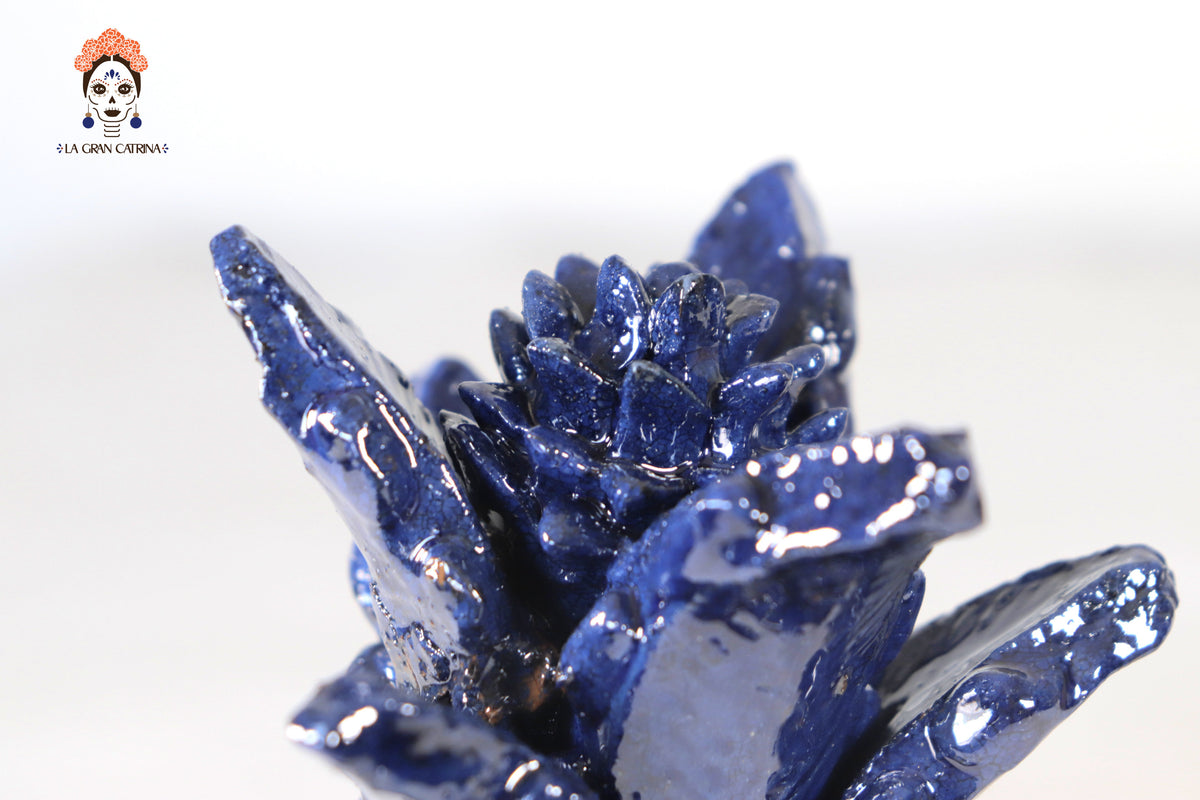 Piña michoacana de barro - Picos azules - 19 cm. 7.7 in.