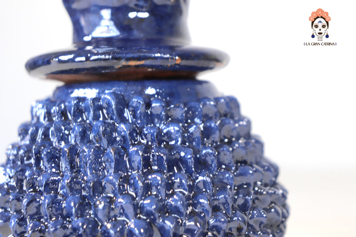 Piña michoacana de barro - Picos azules - 19 cm. 7.7 in.