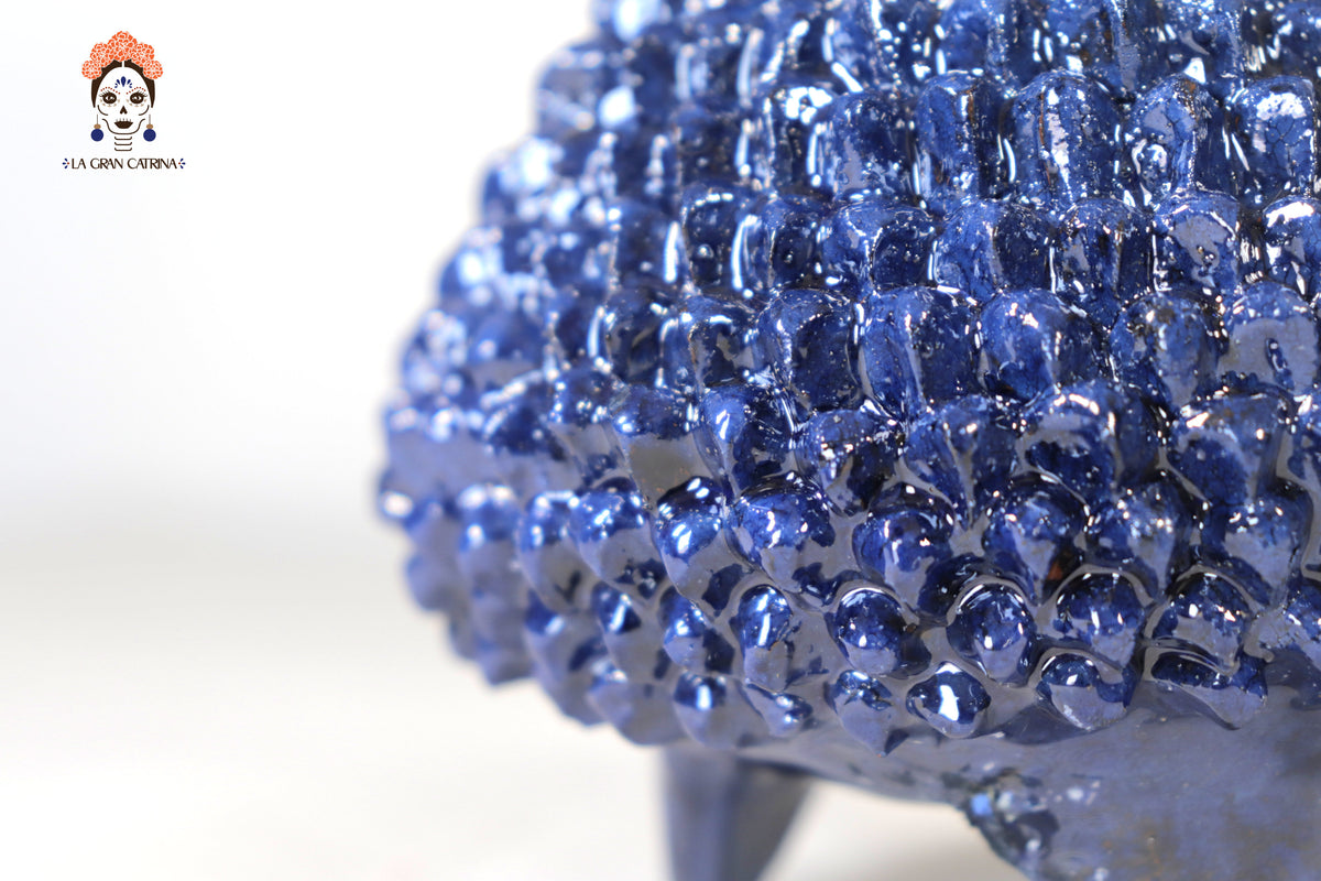 Piña michoacana de barro - Picos azules - 19 cm. 7.7 in.