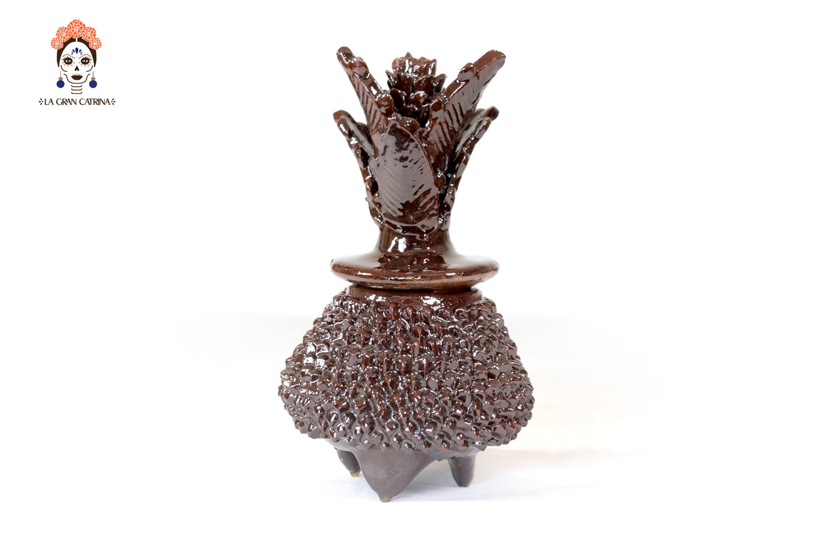 Piña café de punteado barro vidriado - 19 cm. 7.7 in.