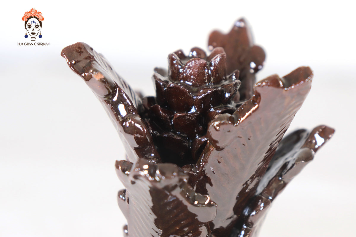 Piña café de punteado barro vidriado - 19 cm. 7.7 in.