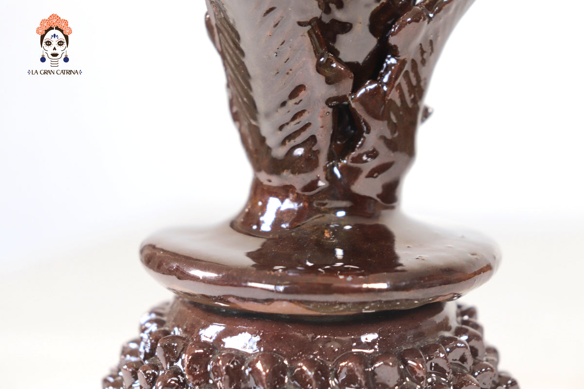 Piña café de punteado barro vidriado - 19 cm. 7.7 in.