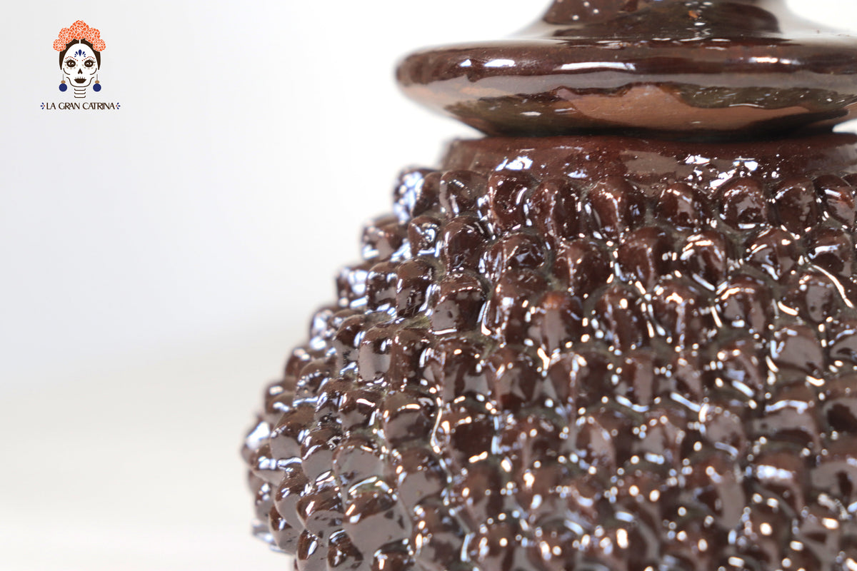 Piña café de punteado barro vidriado - 19 cm. 7.7 in.