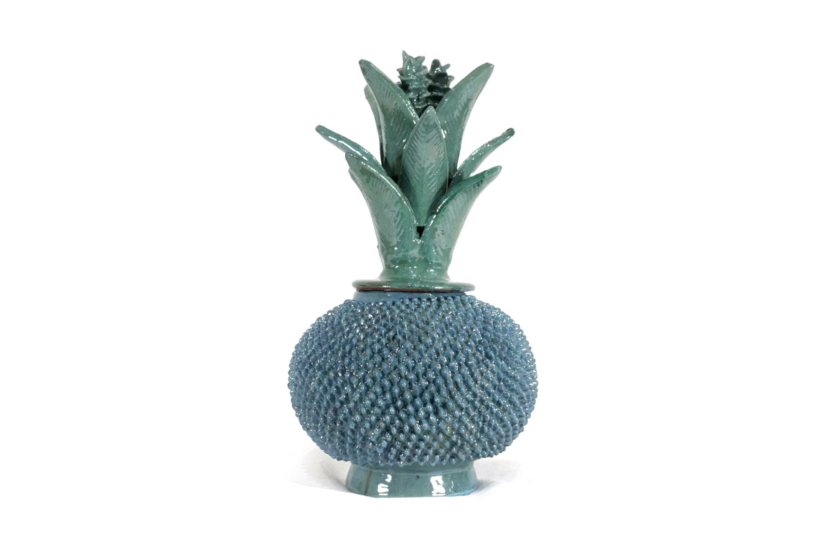 Piña michoacana de barro - Turquesa de picos - 32 cm. 13 in.