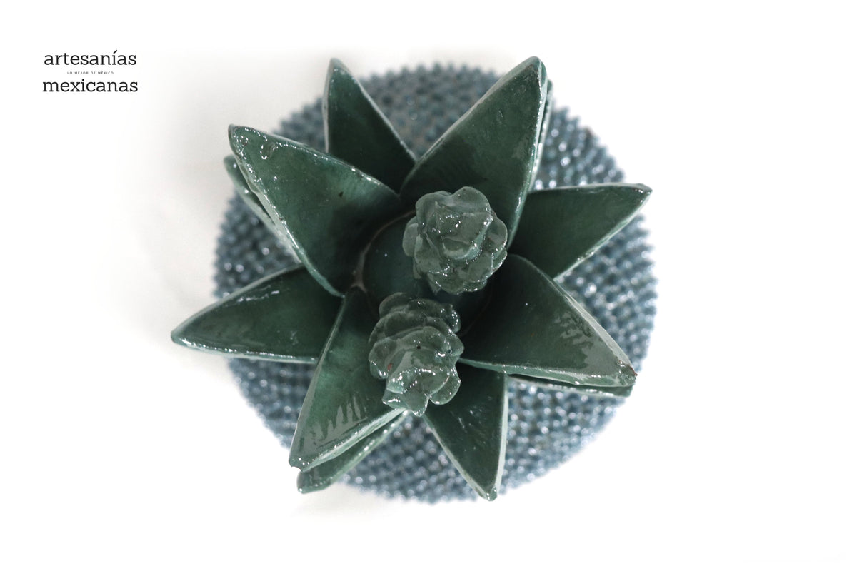 Piña michoacana de barro - Turquesa de picos - 32 cm. 13 in.