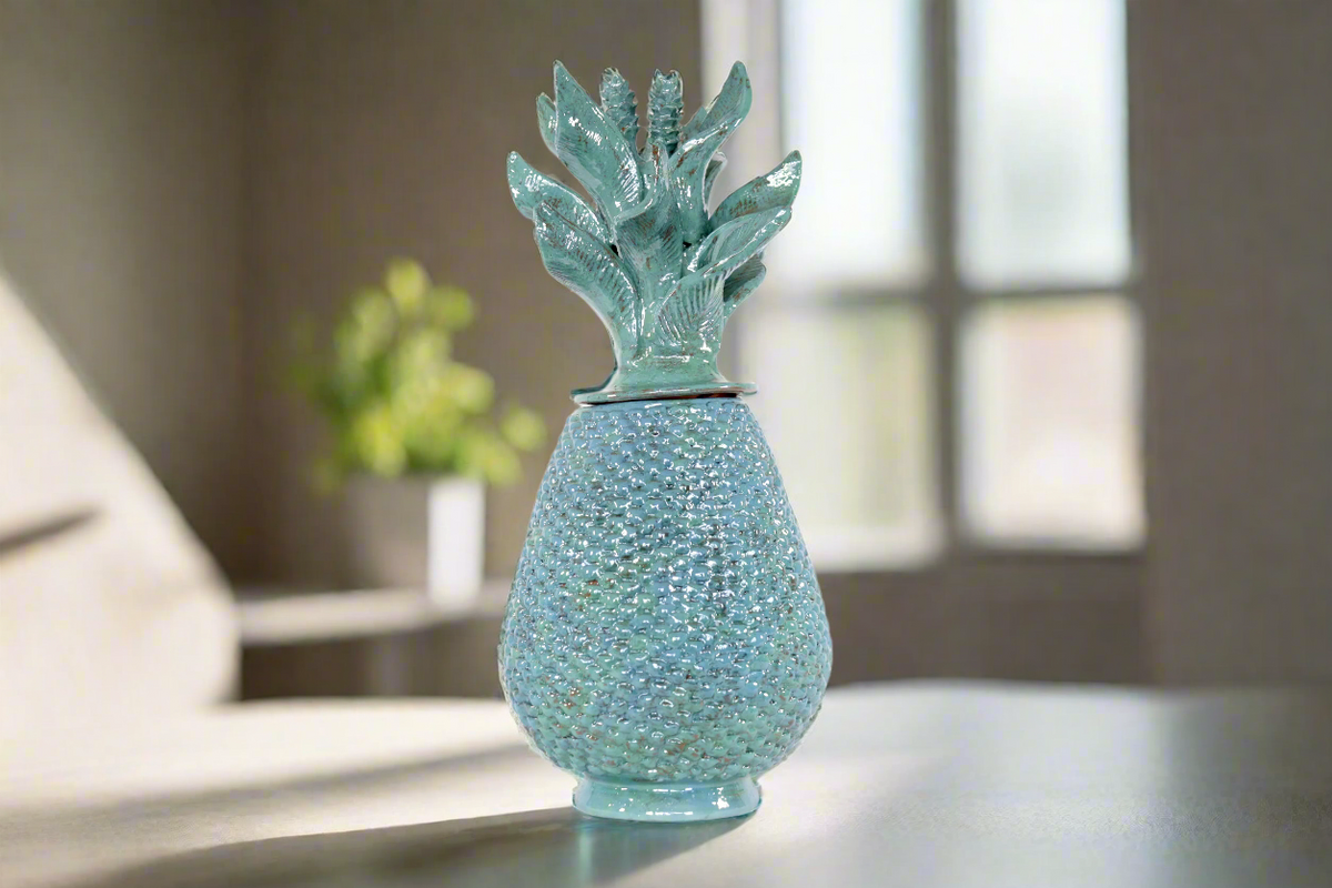 Piña turquesa de tejido de tapa ondulada - 50 cm. 20 in.