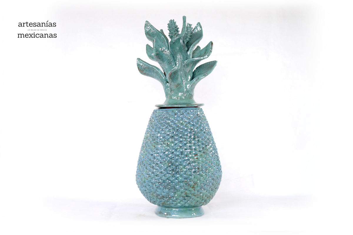 Piña turquesa de tejido de tapa ondulada - 50 cm. 20 in.