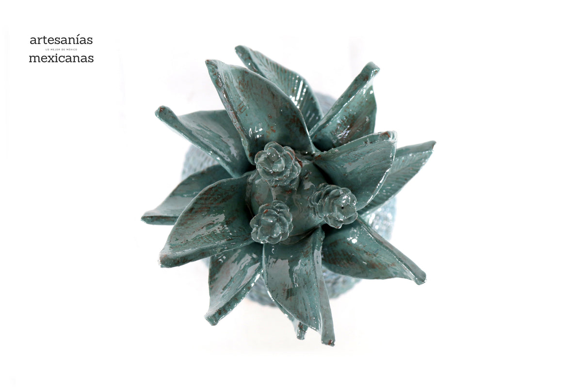 Piña turquesa de tejido de tapa ondulada - 50 cm. 20 in.