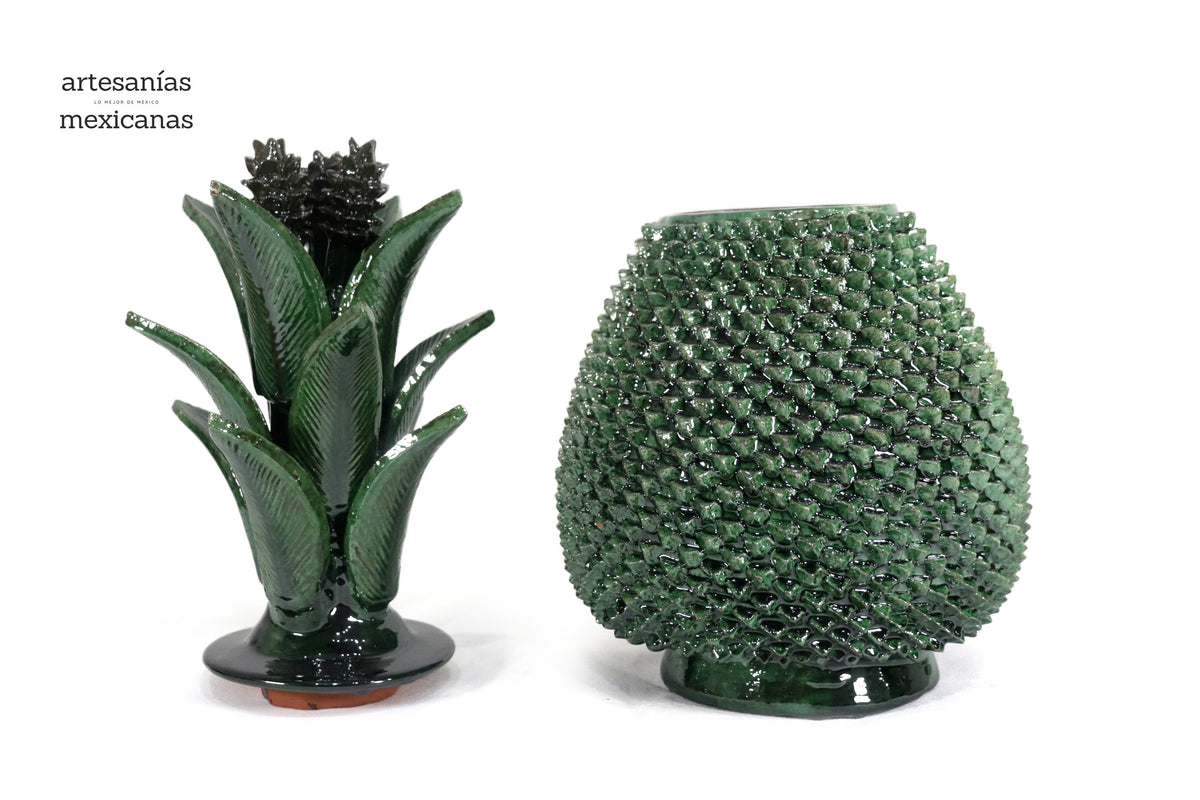 Piña michoacana de barro - Picos verdes - 50 cm. 20 in.