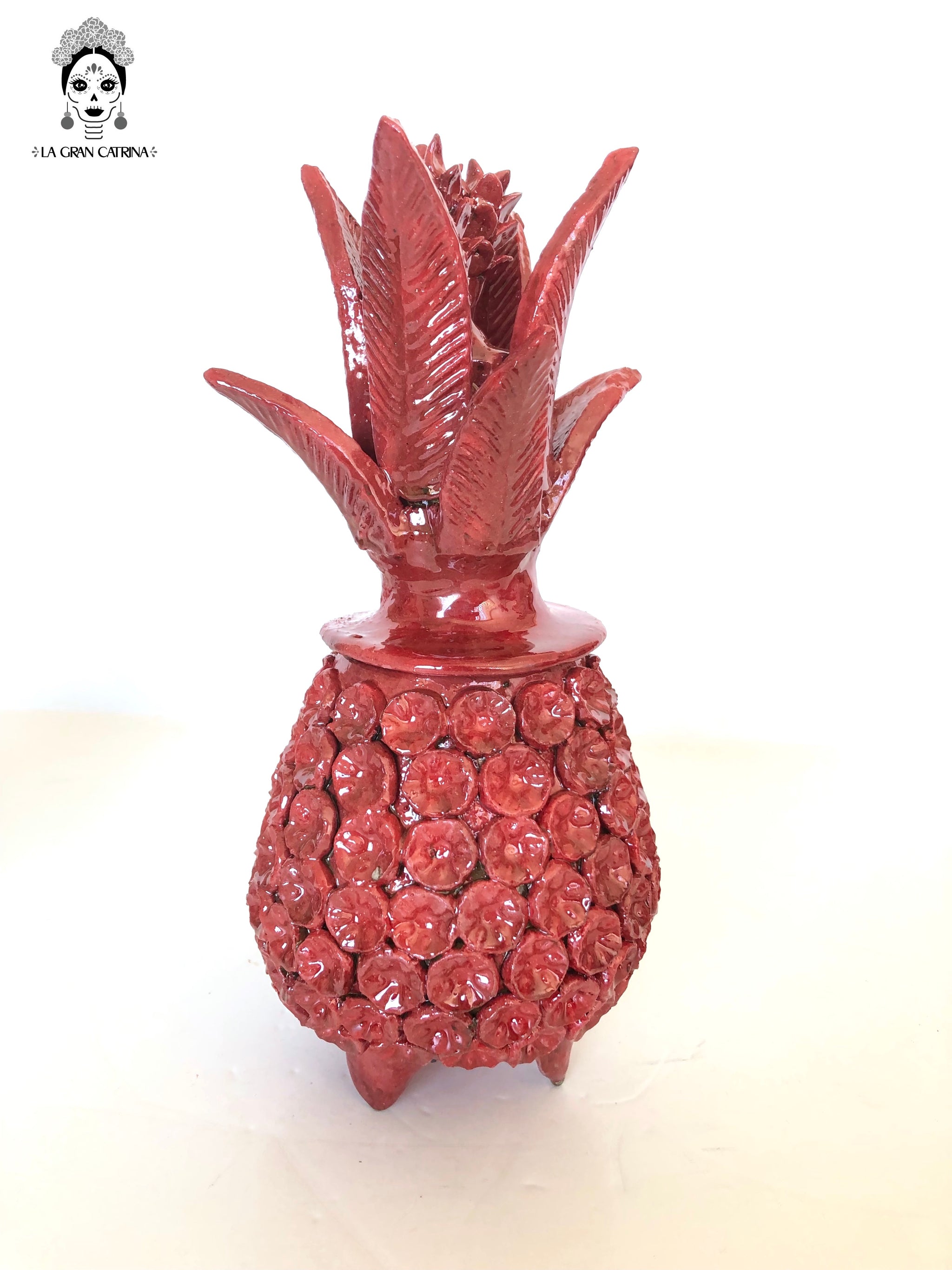 Piña michoacana de barro - Flores rojas - 28 cm. 11 in. - Artesanías ...