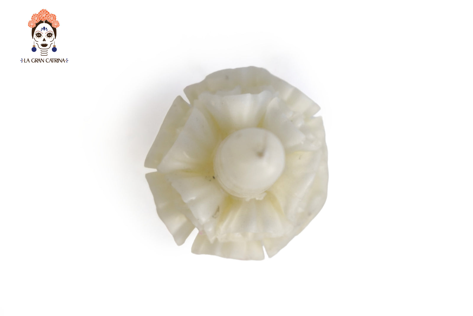 Vela Esculpida - Media Flor Decorativa Blanca - 28 cm. 11 in. Vela