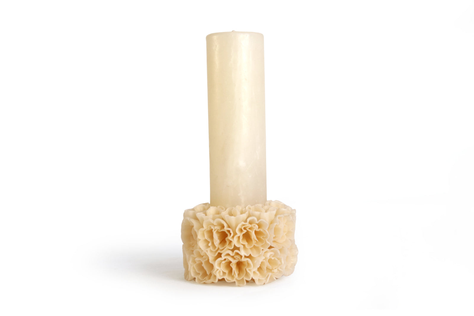 Vela Esculpida - Base de Flores Decorativas Blanca - 28 cm. 11 in. Vela