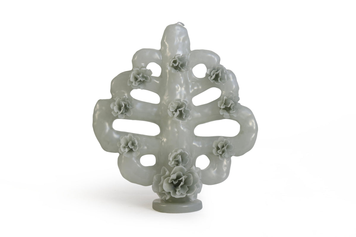 Vela Esculpida - Arbol de la Vida Gris - 18 cm. 7 in.