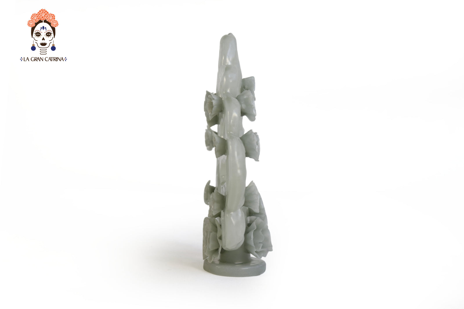 Vela Esculpida - Arbol de la Vida Gris - 18 cm. 7 in. Vela