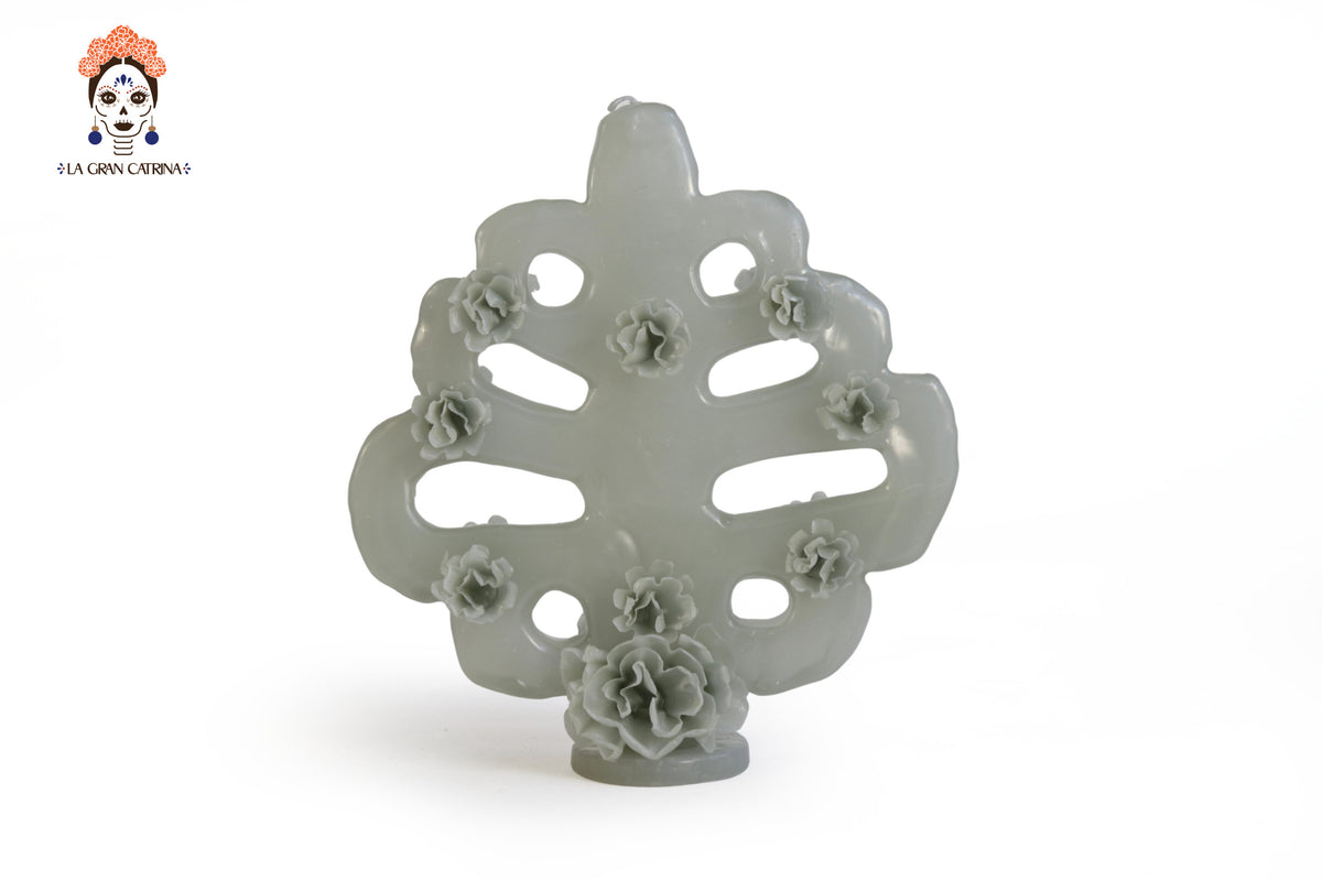 Vela Esculpida - Arbol de la Vida Gris - 18 cm. 7 in.