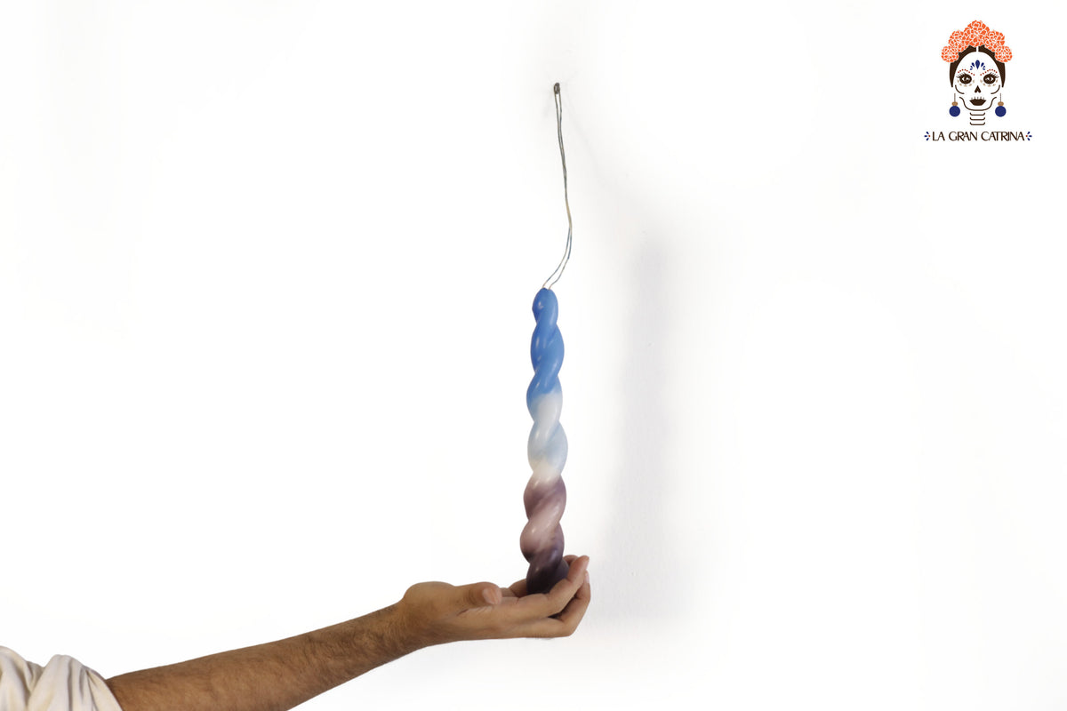 Vela Torcida Degradado Azul - Morado - 30 cm. 11.8 in.
