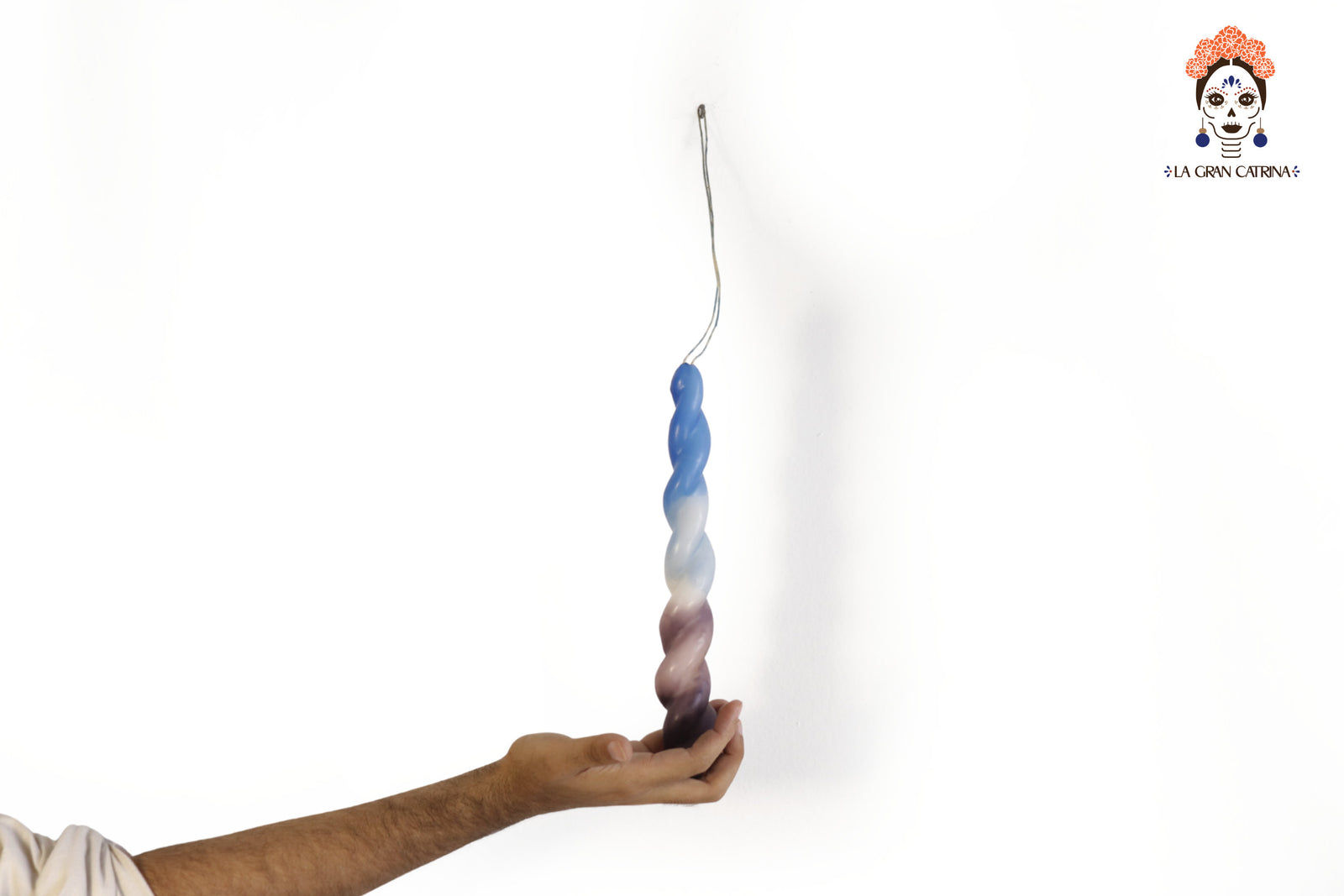 Vela Torcida Degradado Azul - Morado - 30 cm. 11.8 in. Vela
