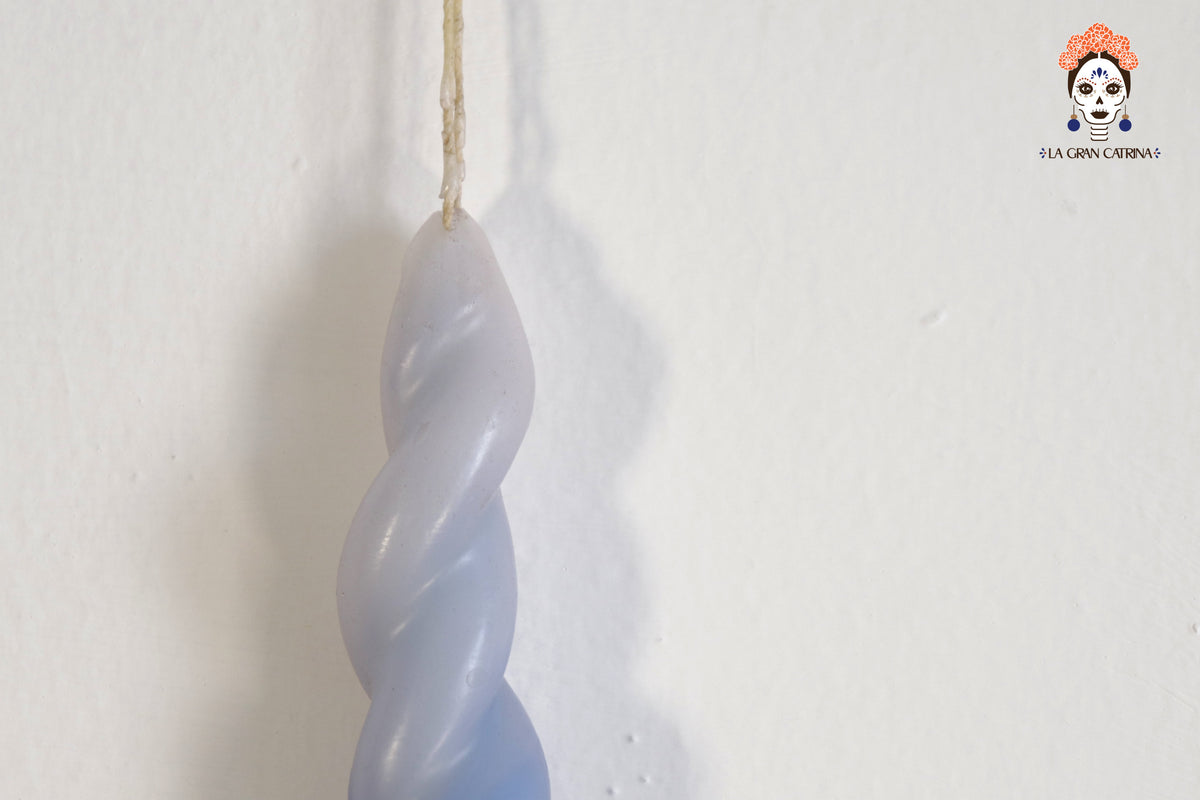 Vela Torcida Degradado Blanco - Azul - 30 cm. 11.8 in. Vela