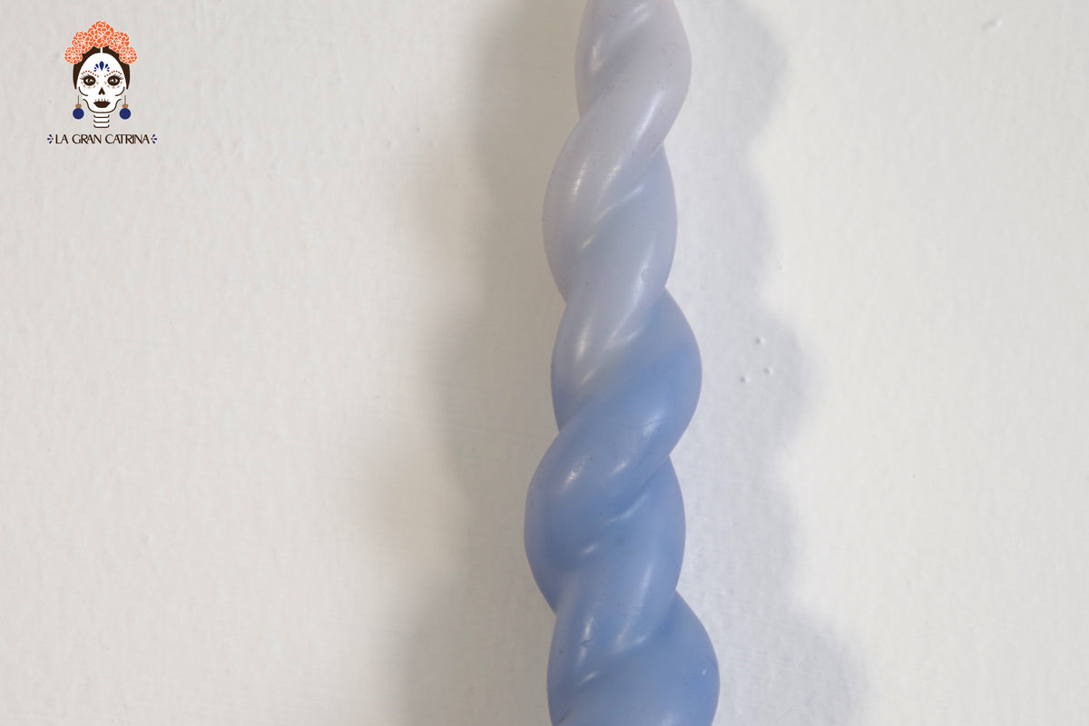 Vela Torcida Degradado Blanco - Azul - 30 cm. 11.8 in. Vela