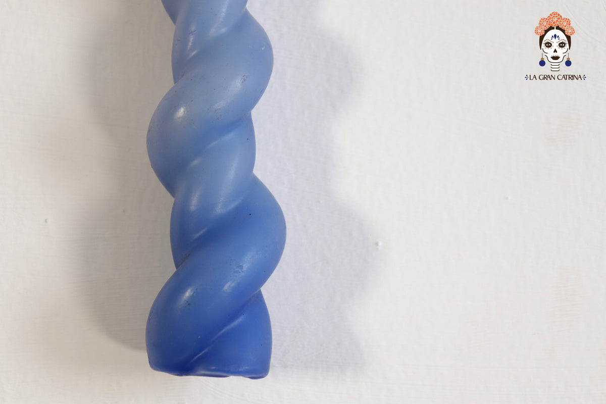 Vela Torcida Degradado Blanco - Azul - 30 cm. 11.8 in. Vela