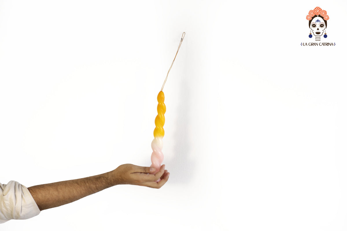 Vela Torcida Degradado Amarillo - Rosa - 30 cm. 11.8 in. Vela
