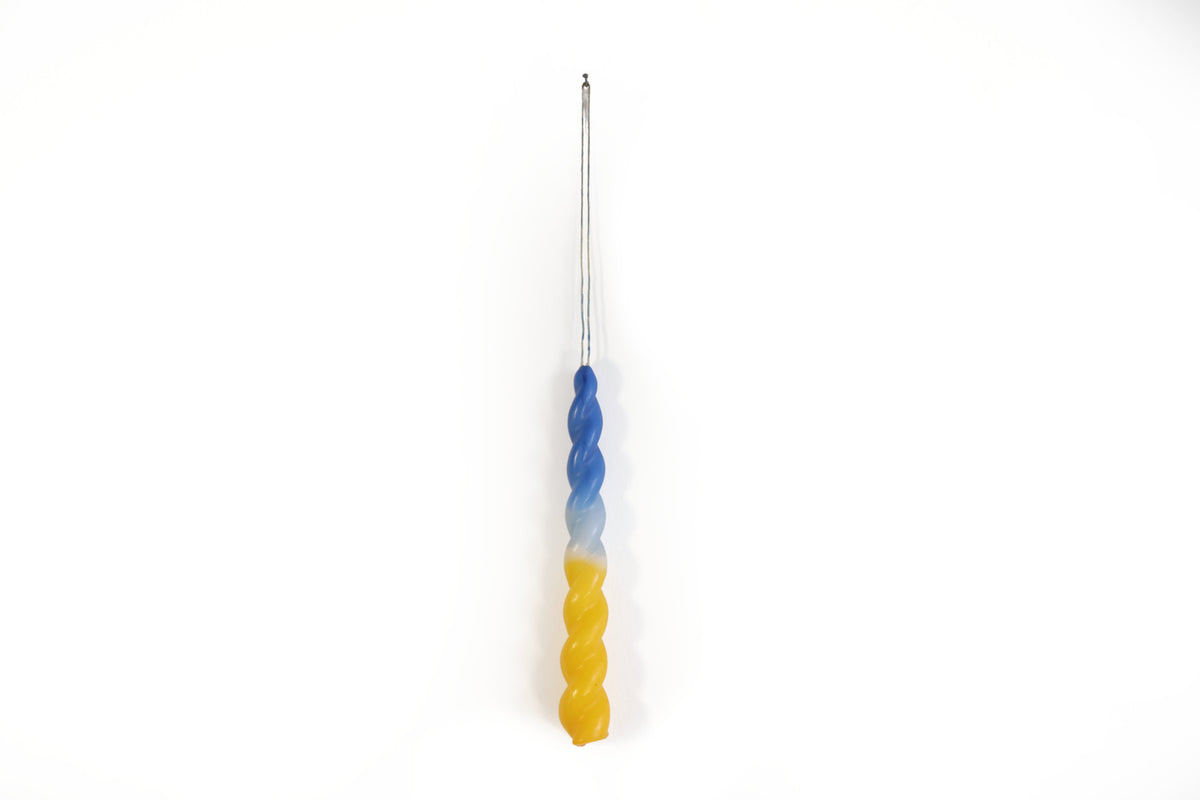 Vela Torcida Degradado Azul - Amarillo - 30 cm. 11.8 in. Vela
