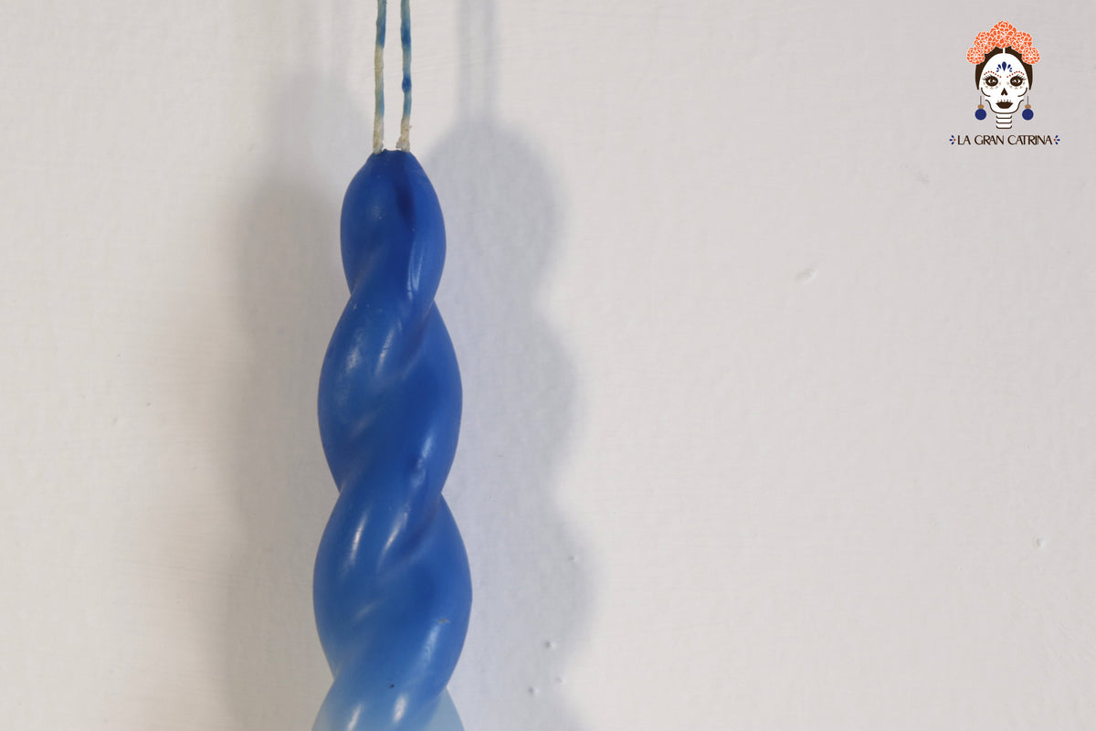 Vela Torcida Degradado Azul - Amarillo - 30 cm. 11.8 in. Vela