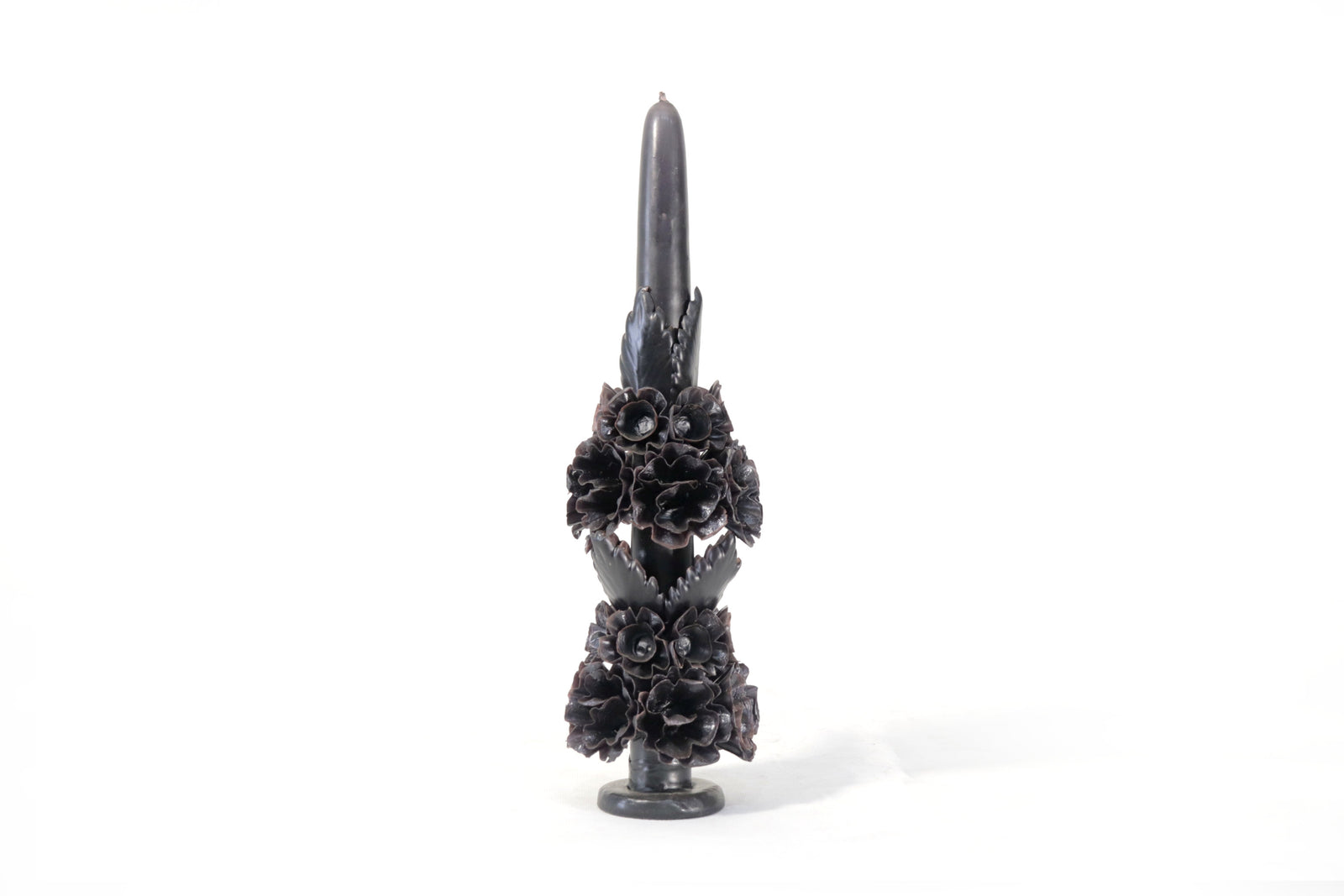 Vela Esculpida - Flores Decorativas Negra - 28 cm. 11 in. Vela