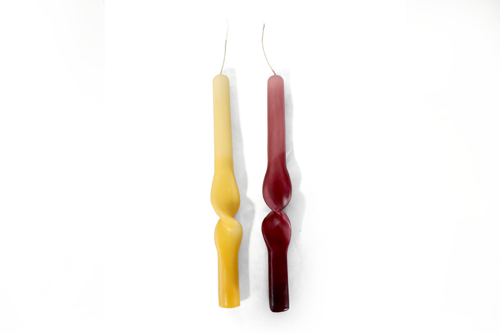 Velas Torcidas Amarillo y Guinda - 30 cm. 11.8 in. Vela
