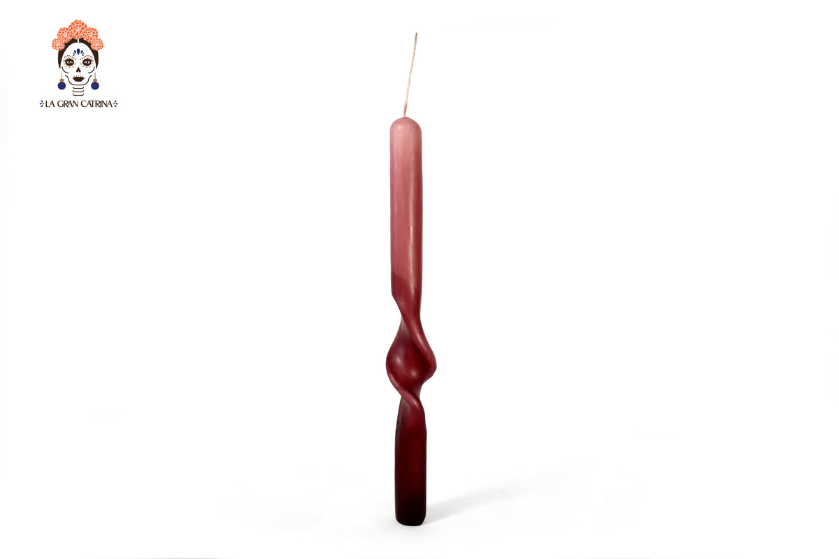 Velas Torcidas Amarillo y Guinda - 30 cm. 11.8 in. Vela