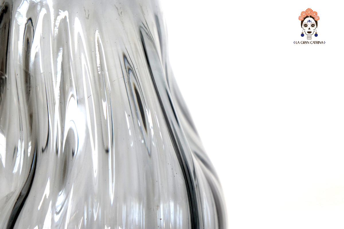 Vaso de Vidrio Soplado Gris 17 cm. 6.6 in. Vidrio Soplado