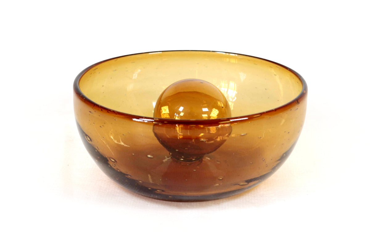 Plato con Gota de Vidrio Soplado Naranja 20.5 cm. 8 in. Vidrio Soplado