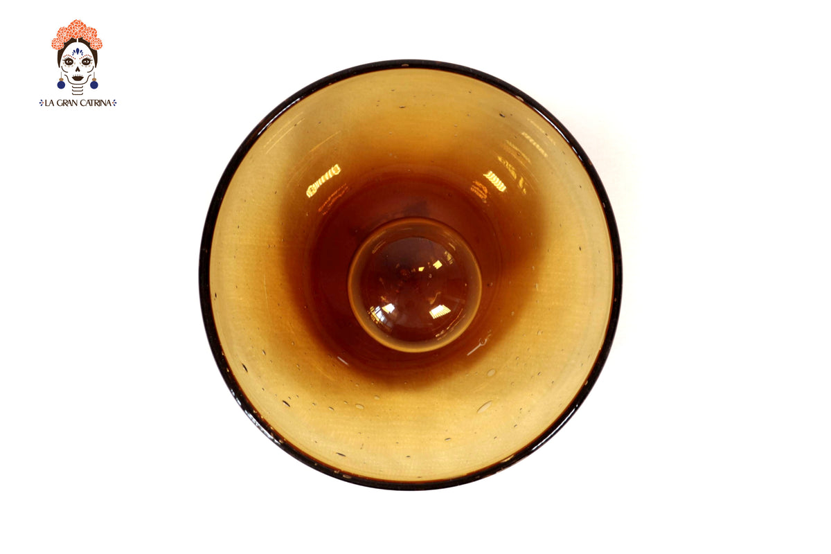 Plato con Gota de Vidrio Soplado Naranja 20.5 cm. 8 in. Vidrio Soplado