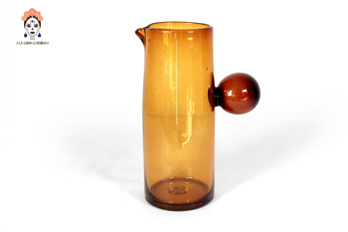 Jarra con gota de Vidrio Soplado Naranja – 29 cm 11.4 in. Vidrio Soplado