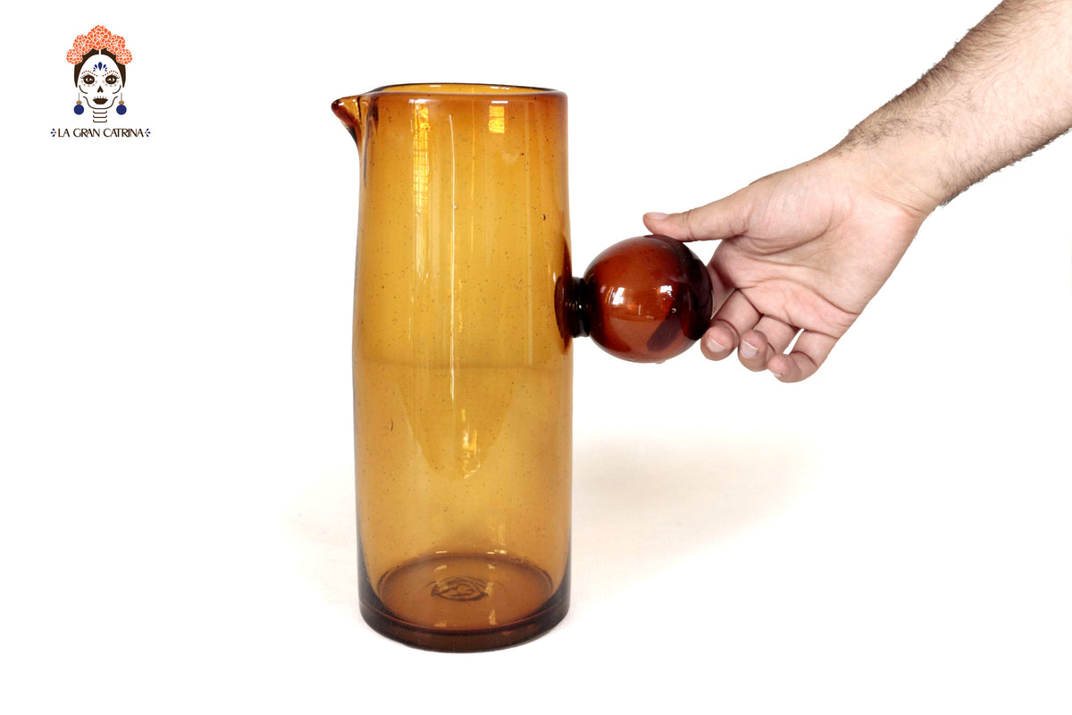 Jarra con gota de Vidrio Soplado Naranja – 29 cm 11.4 in. Vidrio Soplado